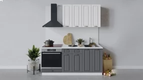 Кухонный гарнитур «Лина» длиной 180 см со шкафом НБ (Белый/Белый/Графит)