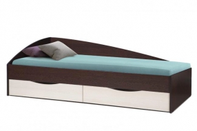 Кровать одинарная Фея - 3 (асимметричная) (2000х900) New (венге / вудлайн кремовый / ДВПО белый)